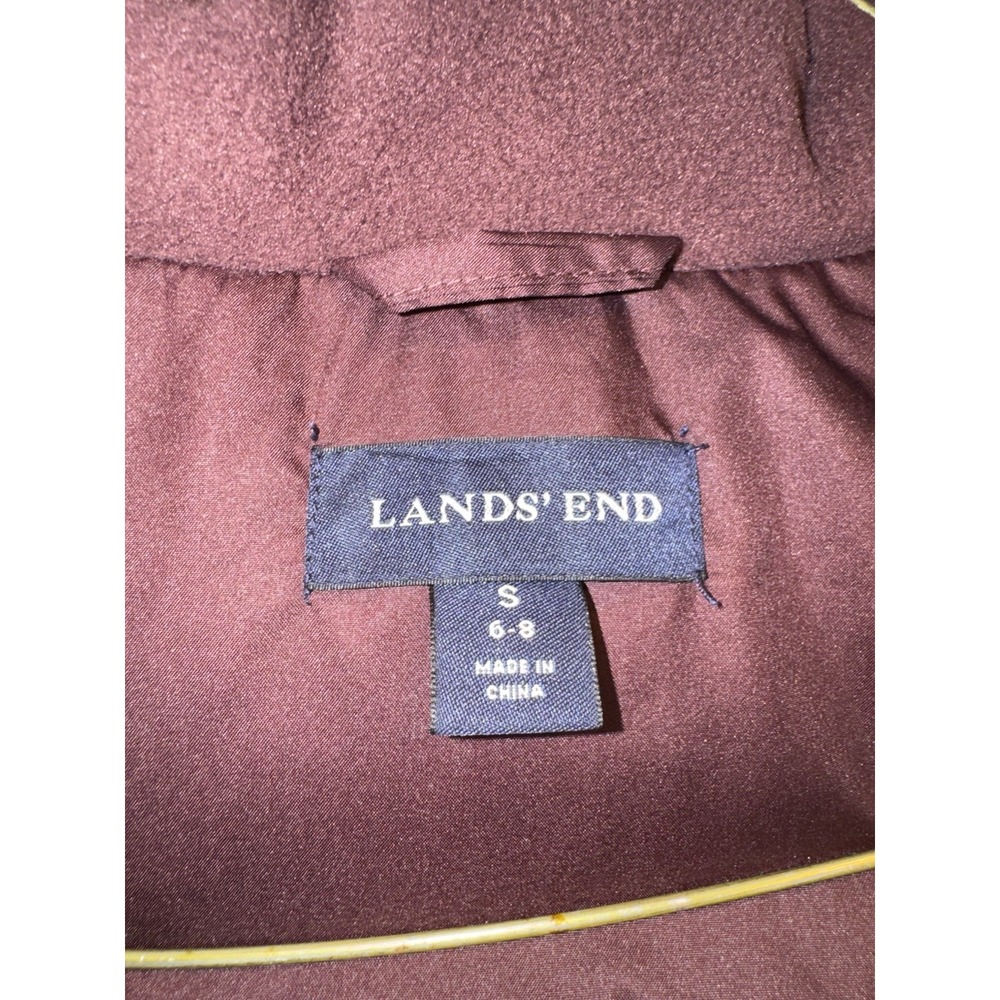 Lands' End Women's Hooded Puffer Jacket Burgundy Size Small 6-8 Winter Coat - Picture 10 of 14